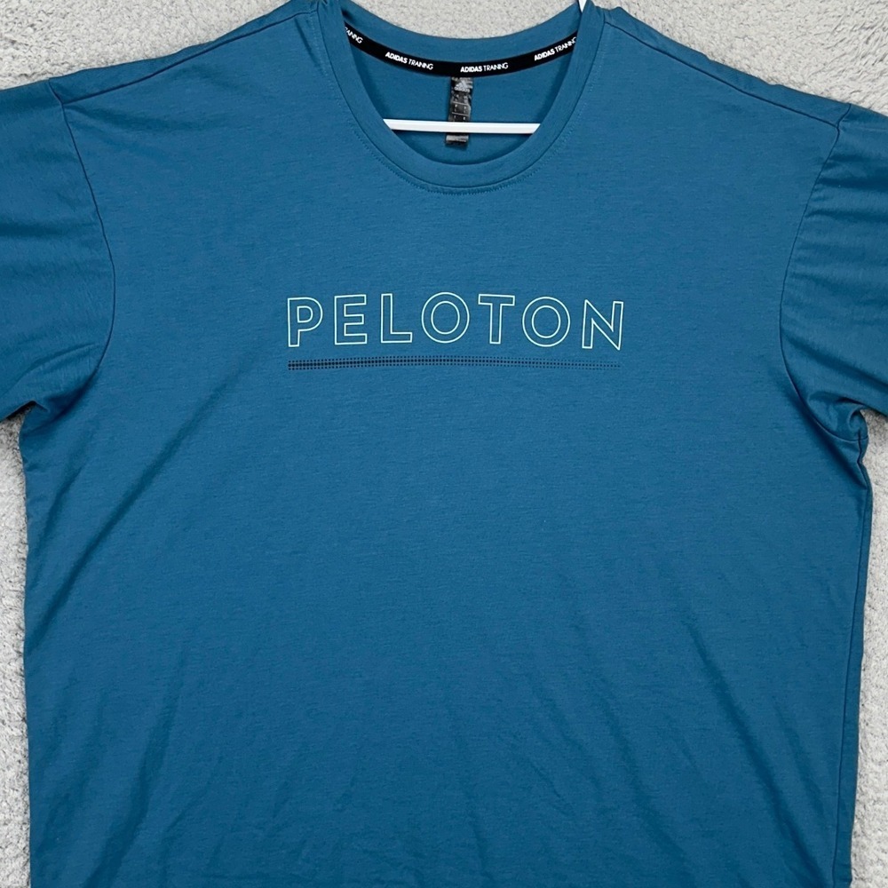 Adidas Peloton Adult Mens Training T-Shirt Large Blue Short Sleeve Tee Stretch